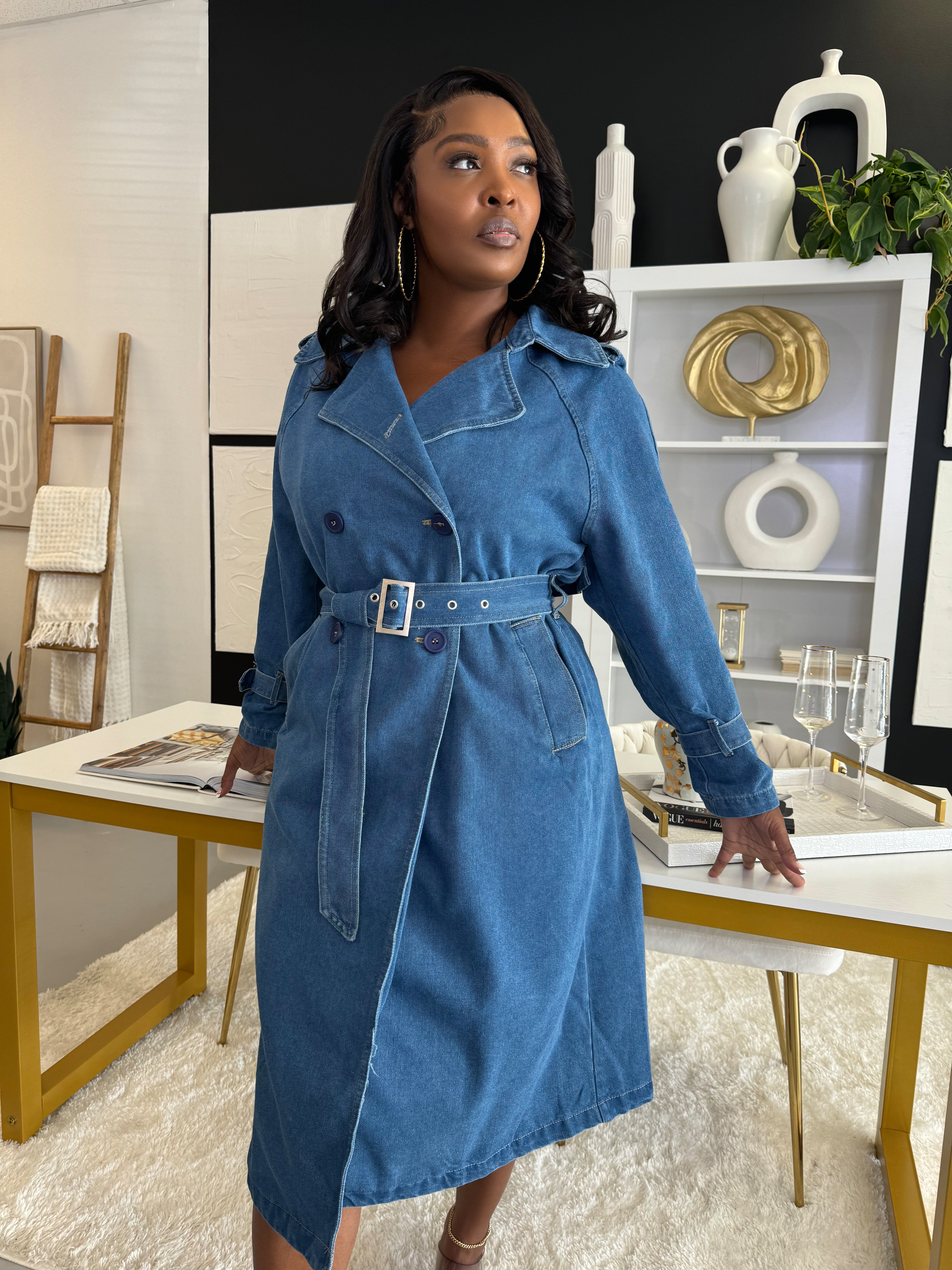 DENIM TRENCH COAT