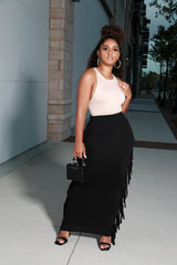 FRINGED MAXI SKIRT