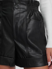 Faux Leather Paper Bag Shorts