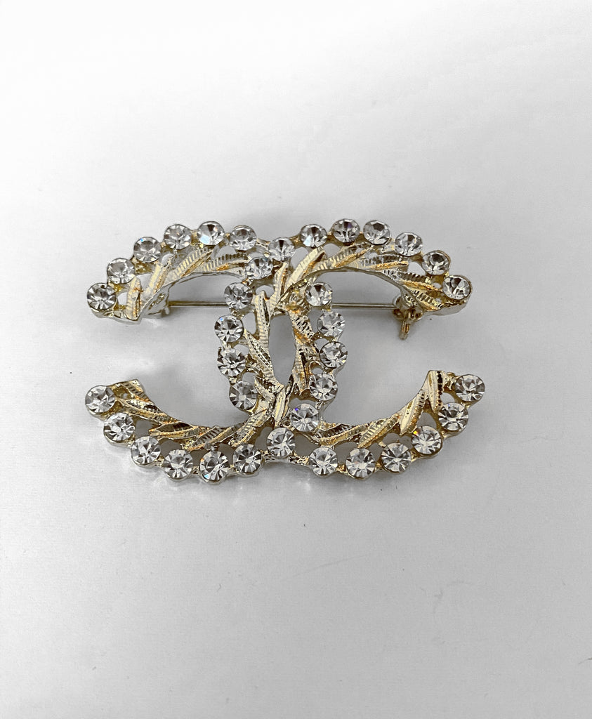 Chanel Logo Brooch Pearl 2014 Vintage Jewels French Elegance