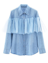 Ruffled Denim Shirt