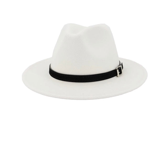 Belted White Fedora